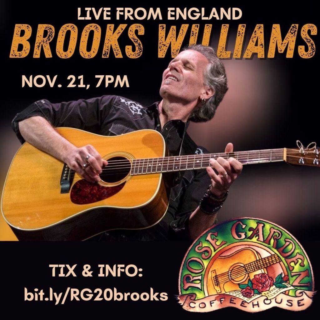 Join us for the marvelous songs and guitar playing from roots, Americana and blues guitarist and singer-songwriter BROOKS WILLIAMS, this Saturday at 7 p.m. The show will be broadcast on facebook and on YouTube from Brooks's home in England! Details: https://bit.ly/RG20brooks

@brookswilliamsguitar