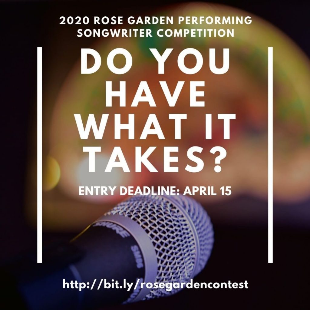 We never promised you a Rose Garden... but you never know, you might just win our 28th annual Performing Songwriter Competition! Entry deadline is April 15.
Contest details and entry form: http://bit.ly/rosegardencontest